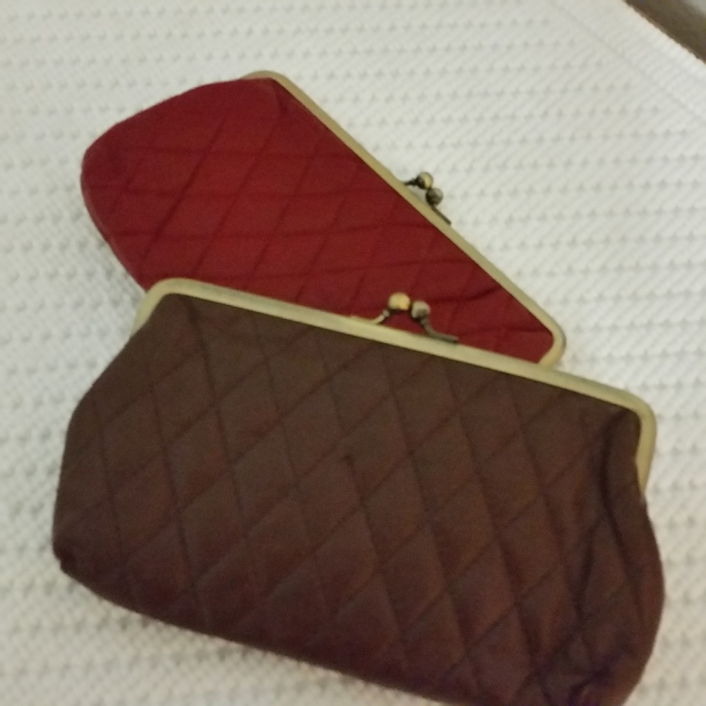 NINE WEST Leather Clutch Brown